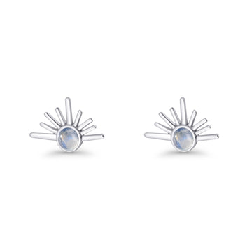 Round 7.5mm Sunset Stud Earring Moonstone 925 Sterling Silver Wholesale